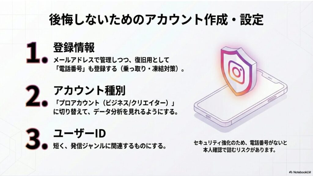 インスタ運用の始め方（初心者）後悔しないためのインスタグラムアカウント作成とセキュリティ設定のポイント