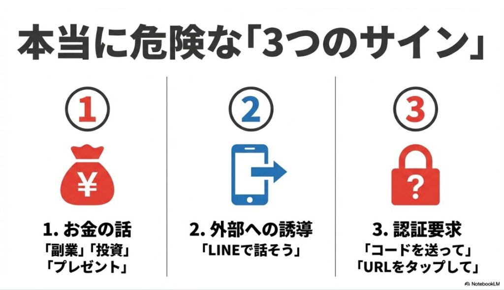 インスタのビジネスチャットが怪しい?スマホから矢印が出るイラストと、金銭・外部誘導・認証要求の3つの危険サイン