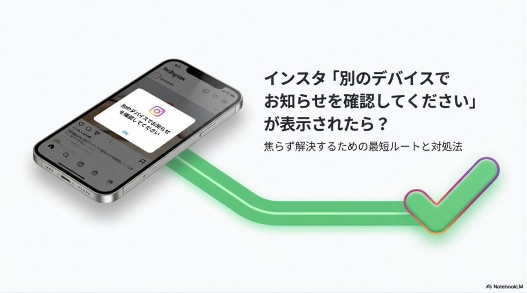 インスタで別のデバイスでお知らせを確認してくださいはどこ？インスタグラム「別のデバイスでお知らせを確認してください」が表示された時の最短解決ルートと対処法
