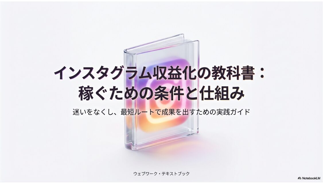 Instagramの収益化を徹底解説！インスタで稼ぐやり方や条件：インスタグラム収益化の教科書：稼ぐための条件と仕組みを解説するウェブワーク・テキストブックの表紙