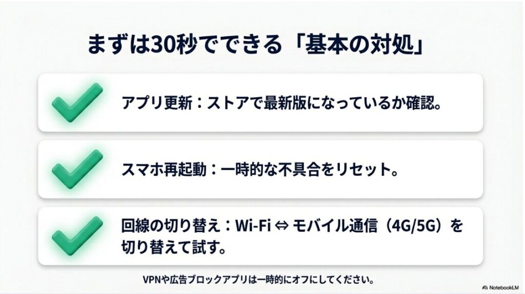 インスタのサブスクが待機リストになるのはなぜ？Instagramアプリの更新、スマホ再起動、Wi-Fi切り替えなど、サブスク登録エラー時に最初に行うべき30秒でできる基本対処リスト