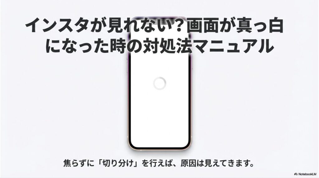 インスタが見れない？真っ白の原因：インスタグラムが見れない・画面が真っ白になった時の対処法マニュアルの表紙画像