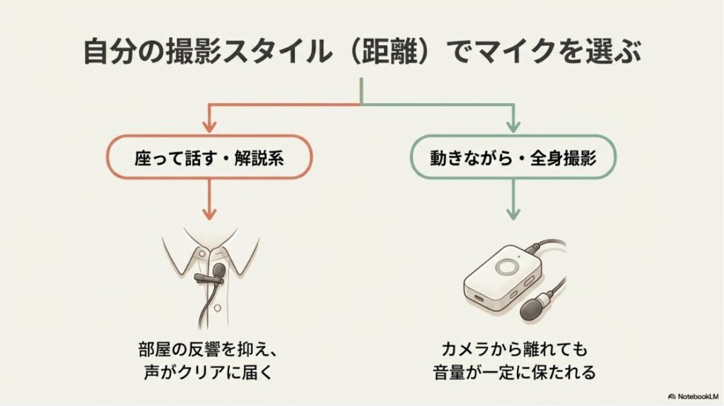 インスタをゼロから始める準備グッズ完全版｜座って話す解説系と動きながらの撮影で適したマイクの分類チャート