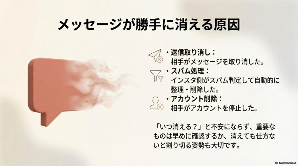 インスタのメッセージリクエストに気づかない原因：送信取り消しやスパム処理などメッセージが消える原因の解説