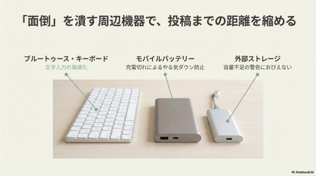 インスタをゼロから始める準備グッズ完全版｜Bluetoothキーボード、モバイルバッテリー、ハブなどの時短ガジェット写真