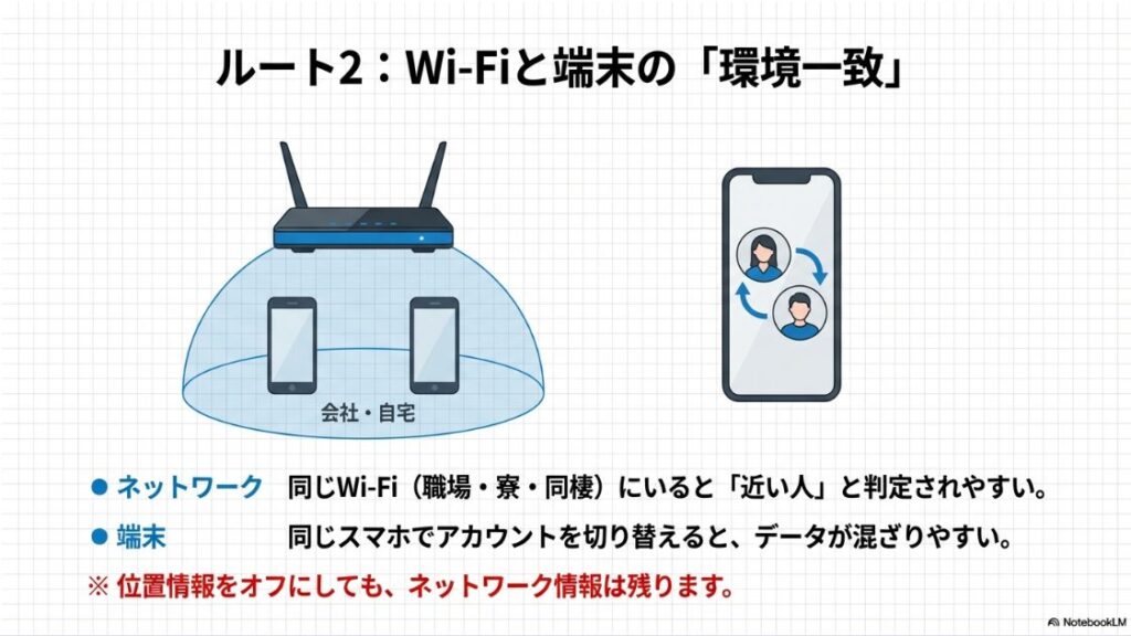 インスタを共有でアカウントがバレる？垢バレ原因：同じWi-Fi環境や端末共有によってアカウントが関連付けられる仕組み