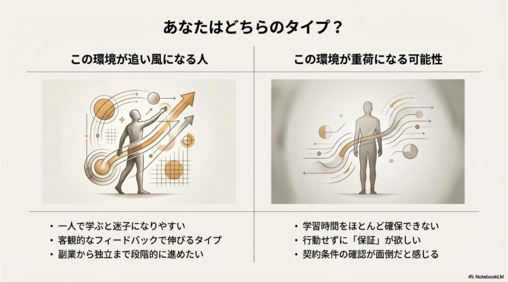 ウェブスキは怪しい？口コミや評判を徹底検証！料金と講師の注意点：ウェブスキの環境が向いている人と不向きな人の特徴診断