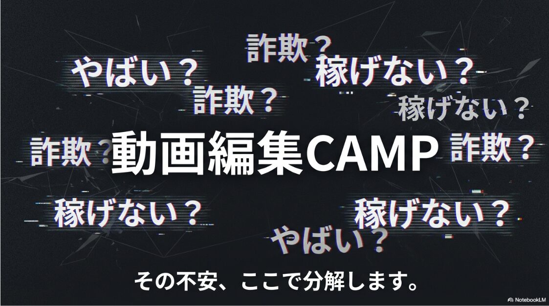 動画編集CAMPはやばい？詐欺や稼げない評判：動画編集CAMPの評判でよく検索される不安キーワード一覧