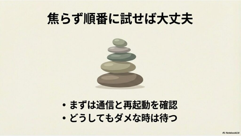 インスタのストーリーでテキストの入力ができない：積み上げられた石のイラスト。まずは通信と再起動を確認し、どうしてもダメな時は待つことが大切 。