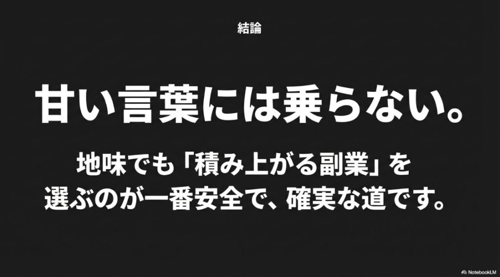 スマホ副業の口コミ：甘い言葉に乗らず地味でも積み上がる副業を選ぶのが一番安全という結論