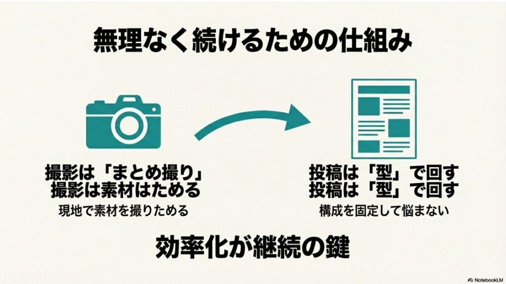 インスタで旅行を発信して稼ぐ！現地で素材をまとめ撮りし、構成を固定した型で投稿を回すことで効率化を図る継続の鍵。