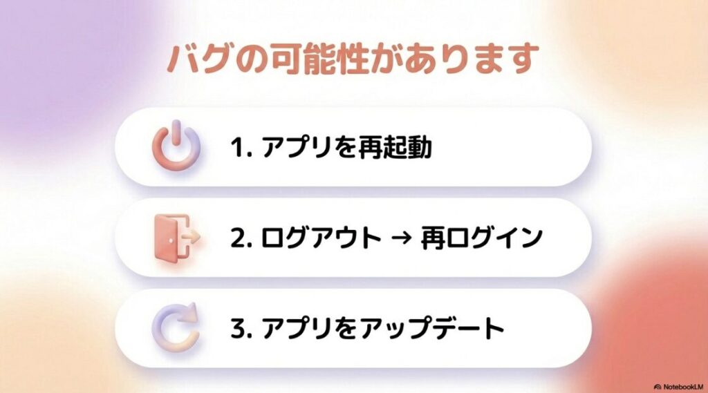 インスタのおやすみモードを解除:インスタの設定が反映されないバグの対処法。アプリの再起動、ログアウトと再ログイン、アップデートの手順。