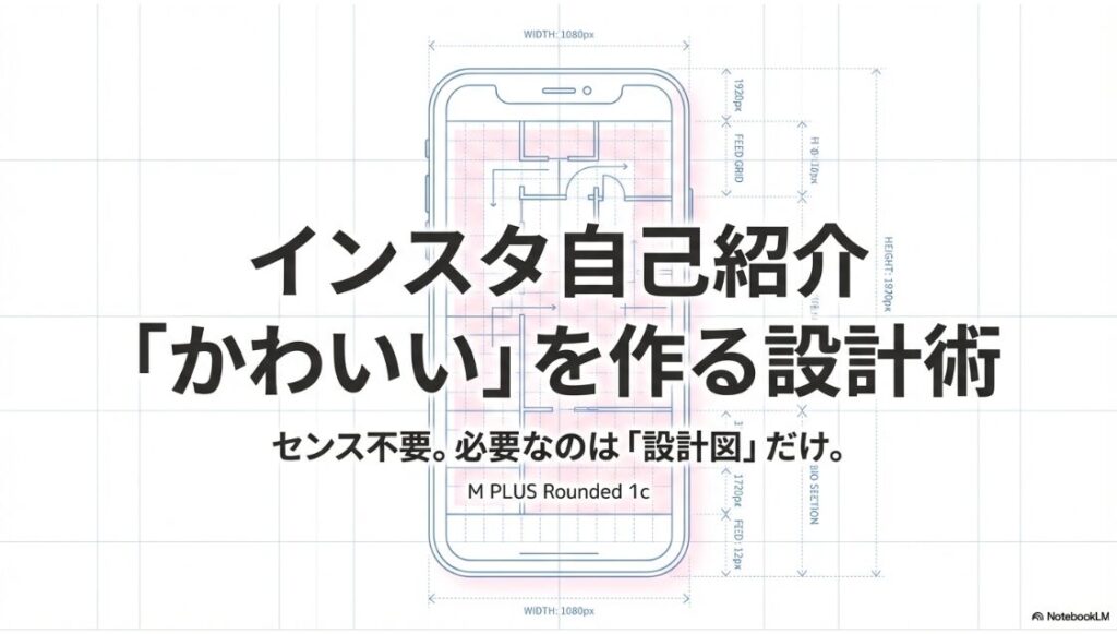 インスタの自己紹介でかわいいを作る：Instagramの自己紹介をかわいく作るための設計図とタイトルのスライド