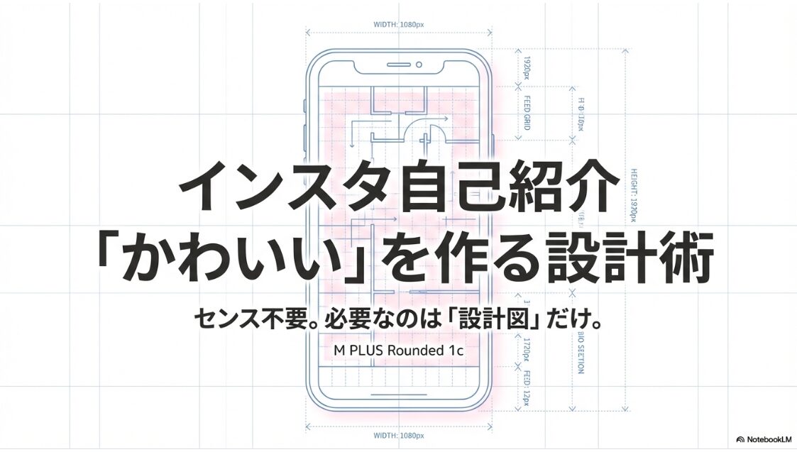 インスタの自己紹介でかわいいを作る：Instagramの自己紹介をかわいく作るための設計図とタイトルのスライド