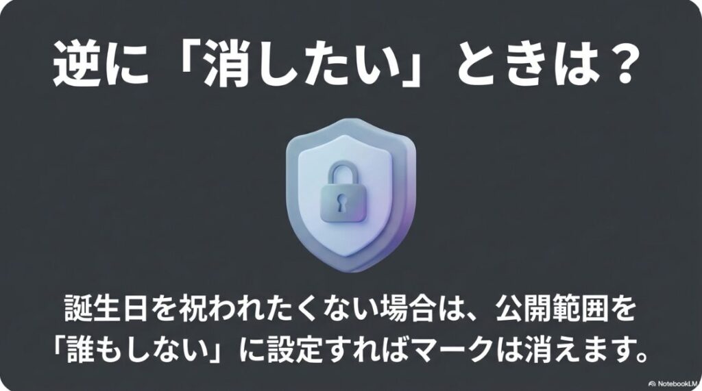 インスタで誕生日マークの付け方|誕生日を祝われたくない場合に公開範囲を「誰もしない」に設定してマークを消す方法