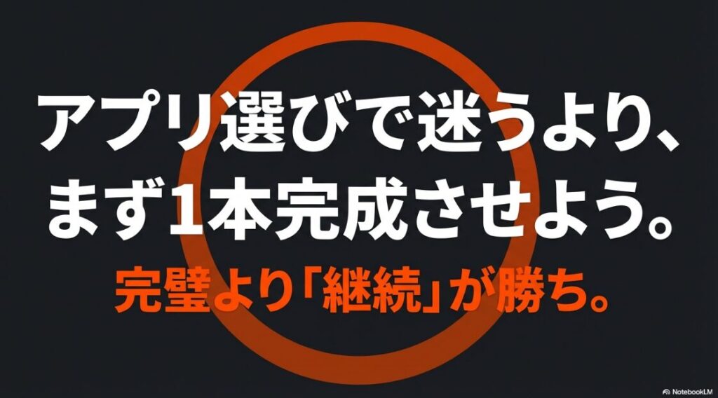 インスタの動画編集アプリのおすすめ:アプリ選びで迷うよりまず1本完成させよう。完璧より継続が勝ち