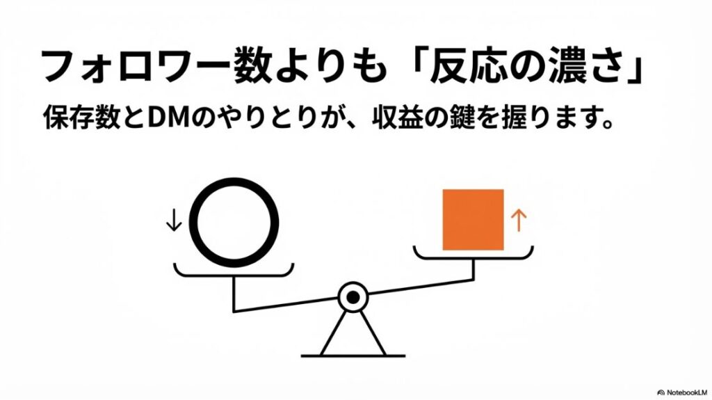 インスタは収益化できない？難しい？フォロワー数よりも「反応の濃さ」。保存数とDMのやりとりが、収益の鍵を握ります。