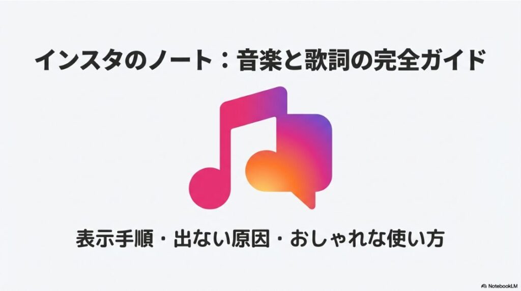 インスタのノート機能における音楽と歌詞の表示手順や出ない原因を解説する完全ガイドのタイトル画像です 。