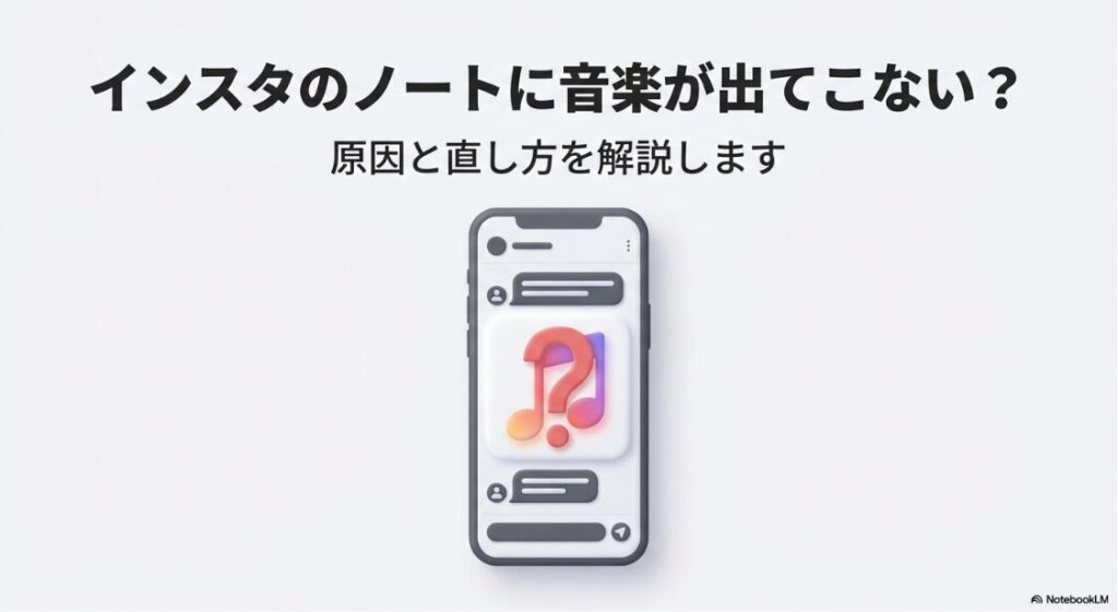 インスタのノートに音楽が出てこない原因：インスタのノートに音楽アイコンが表示されない・検索できないトラブルの解説スライド表紙