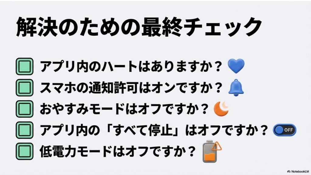 インスタの通知が来ない：インスタグラムの通知設定、スマホの通知許可、おやすみモードなど解決のための最終チェックリスト