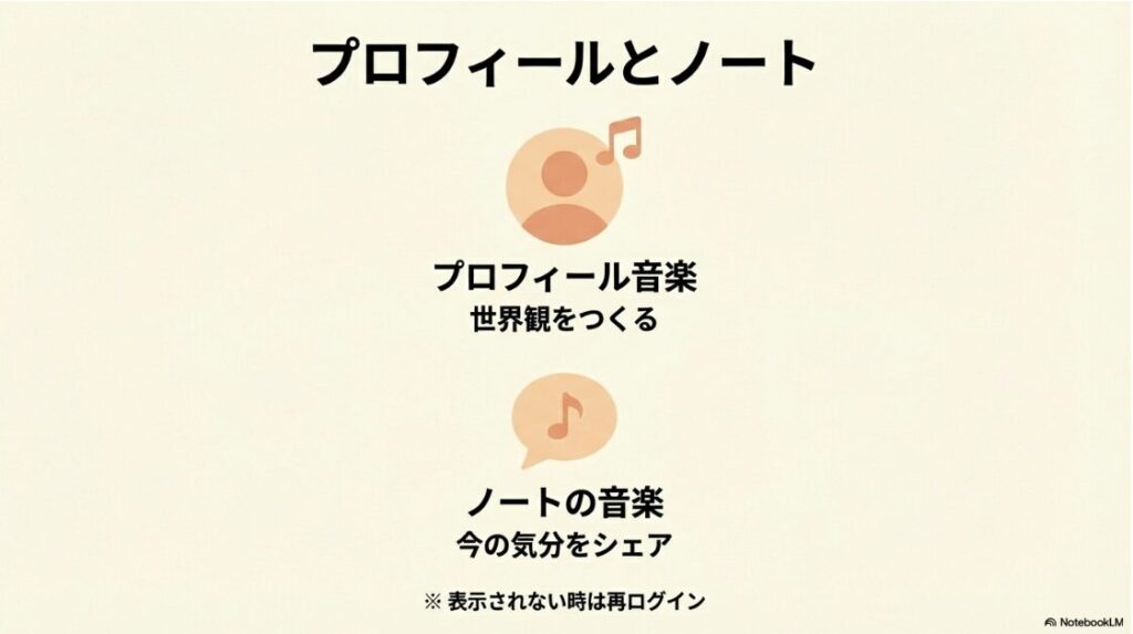 インスタにない曲を使う方法｜インスタのプロフィール音楽（世界観をつくる）とノート機能の音楽（気分をシェア）が持つ役割の違い