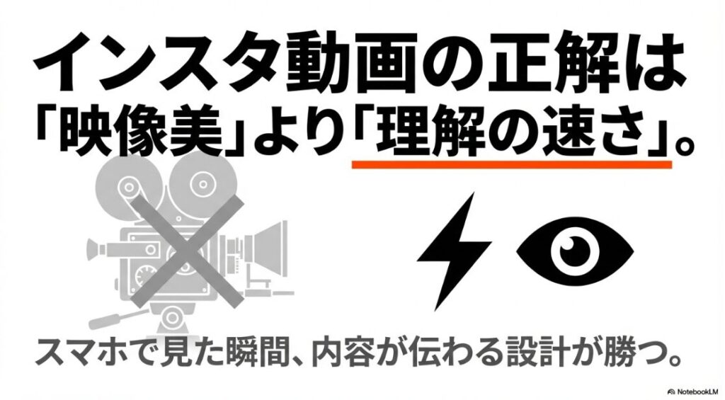 インスタの動画編集アプリのおすすめ:インスタ動画は映像美より理解の速さが正解。スマホで見た瞬間、内容が伝わる設計が勝つ
