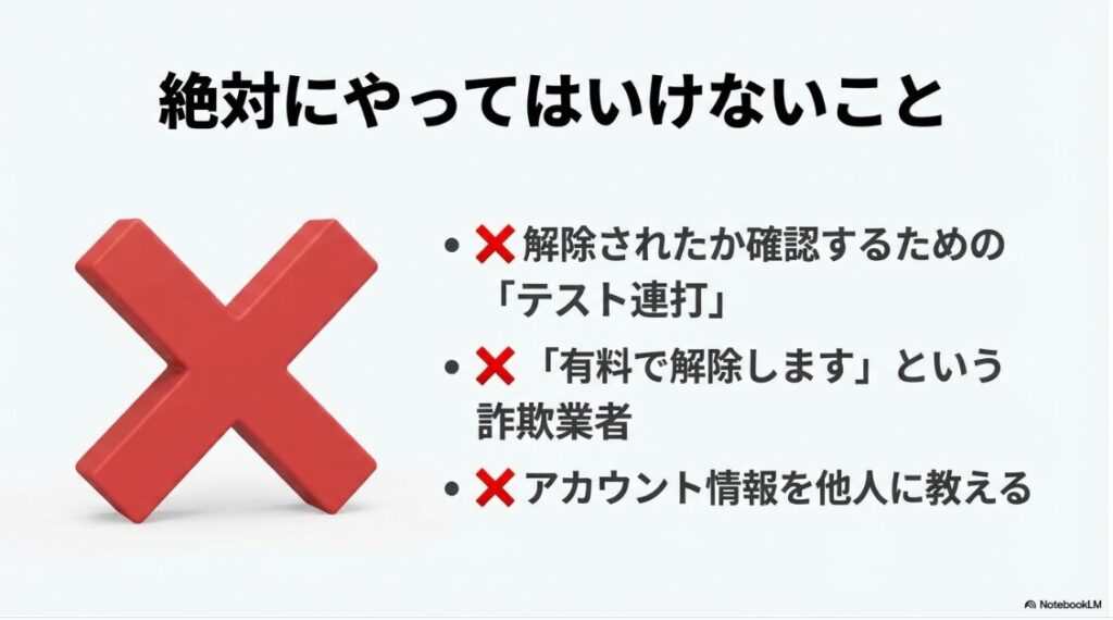 インスタにコメントできない？特定のアクティビティが出る原因：解除確認のためのテスト連打や、有料解除を謳う詐欺業者、アカウント情報を他人に教えることのリスク解説