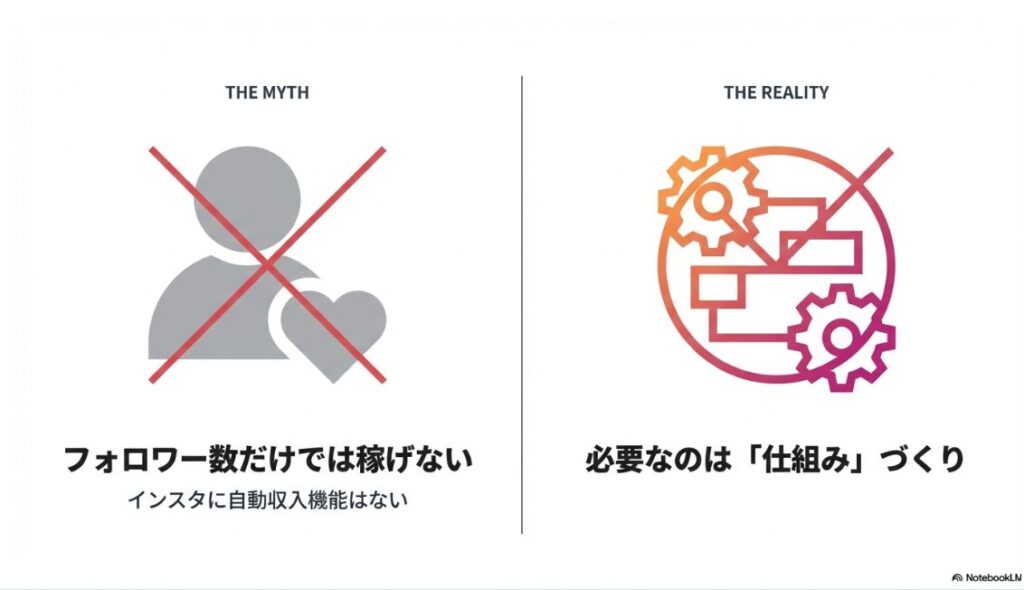 月100万稼ぐ！インスタ完全ガイド｜インスタ収益化の現実：フォロワー数だけでなく仕組みづくりが必要