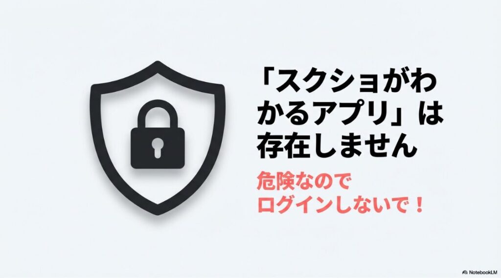 インスタのノートをスクショはバレる？インスタグラムでスクショがわかるアプリは存在せず、アカウント連携などは危険なのでログインしないよう警告するスライド
