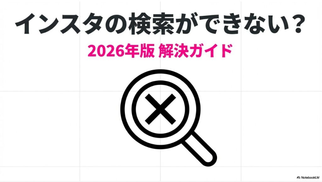 インスタのハッシュタグ検索ができない？2026年版インスタグラム検索できない不具合の解決ガイド表紙スライド