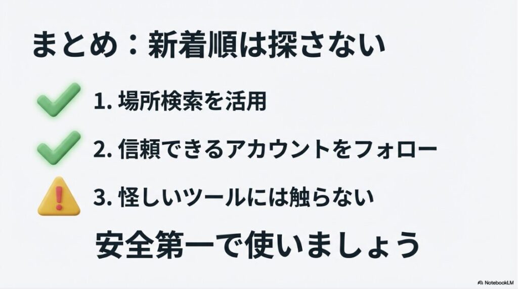 インスタの検索で新着順：インスタ検索で新着順が表示されない問題のまとめ。場所検索の活用、信頼できるアカウントのフォロー、怪しいツール回避の3ポイント。