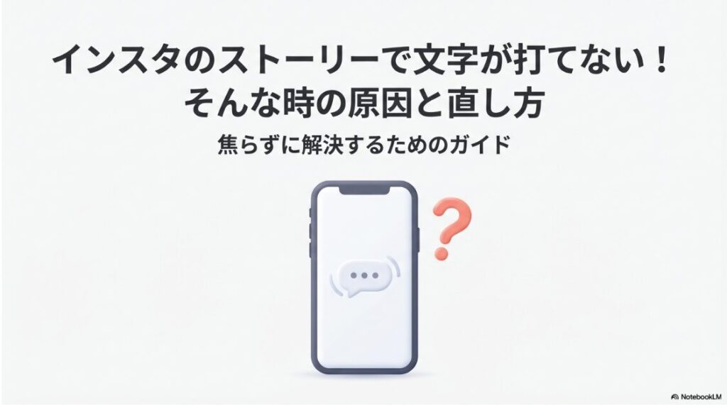 インスタのストーリーでテキストの入力ができない：スマホ画面と疑問符。インスタのストーリーで文字が打てない原因と、焦らずに解決するためのガイド 。