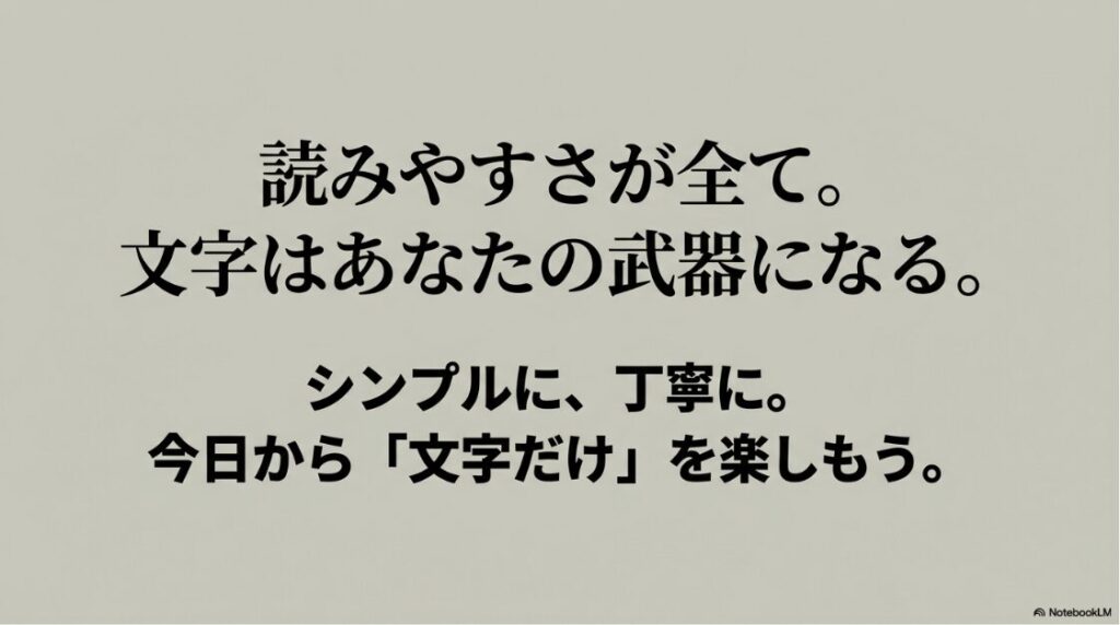 インスタで文字だけの投稿やストーリー:インスタストーリーは読みやすさが全てでありシンプルに楽しむことを促すメッセージ画像