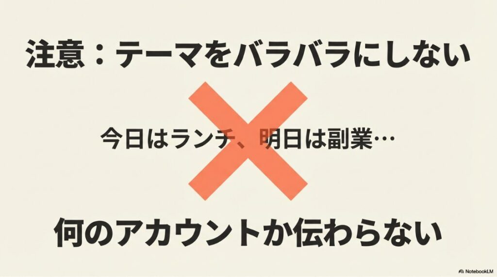インスタの収益化はいつから稼げる？注意：テーマをバラバラにしない。今日はランチ、明日は副業などでは何のアカウントか伝わらない。