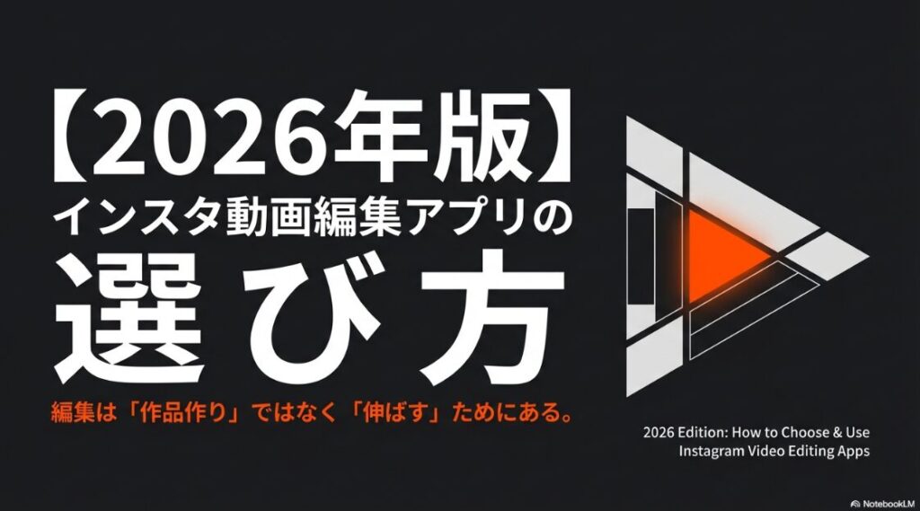 2026年版インスタの動画編集アプリのおすすめ選び方。編集は作品作りではなく伸ばすためにある