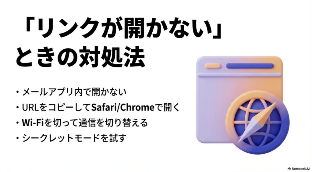 インスタのパスワードをリセットできない？リンクが開かない場合は、URLをコピーしてSafariやChromeなどのブラウザで開いたり、通信を切り替えたりする解決策
