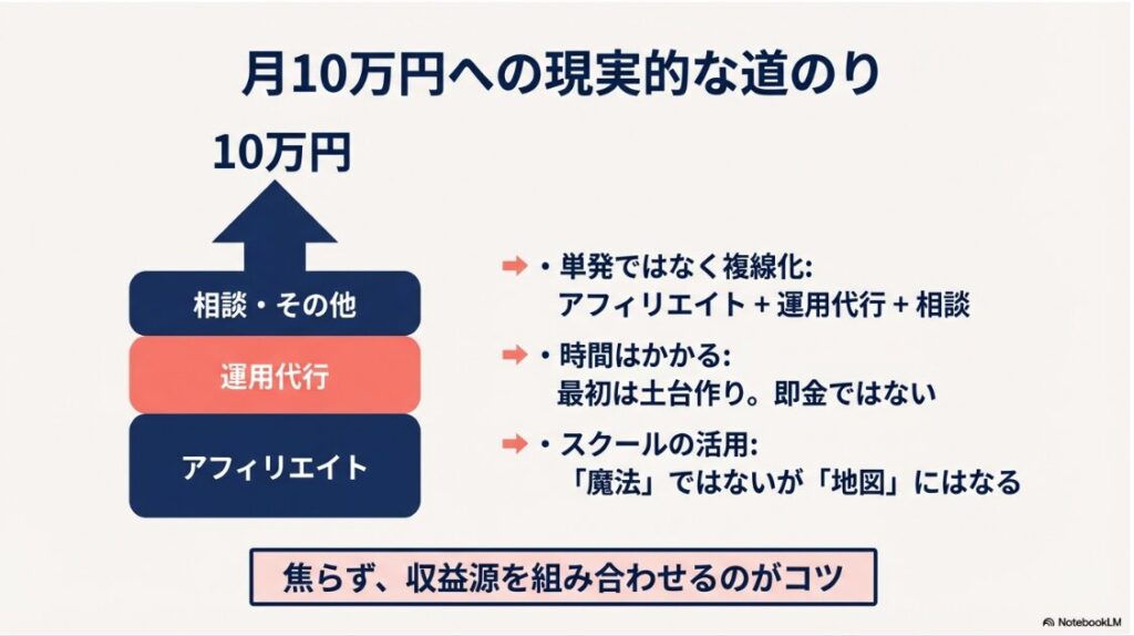 副業がスマホでできる！アフィリエイト、運用代行、相談業務を組み合わせて月10万円を目指すステップ