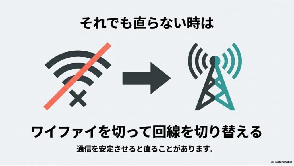 インスタのライブコメントが見れない原因：Wi-Fiを切ってモバイル回線に切り替える対処法
