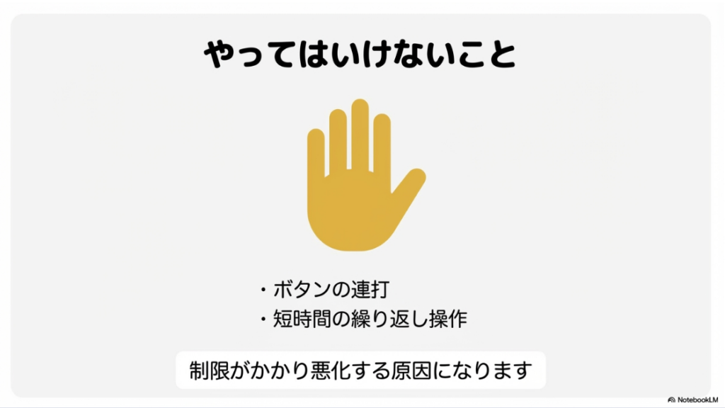インスタで勝手にフォローが外れるのはなぜ?アクション制限が悪化する原因となる、ボタンの連打や短時間の繰り返し操作への注意喚起