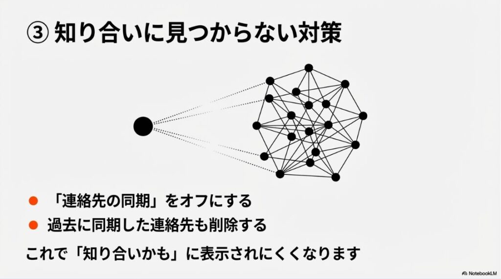 Threadsとインスタの連携解除：「連絡先の同期」をオフにし、過去に同期した連絡先も削除することで知り合いかもに表示されにくくする対策