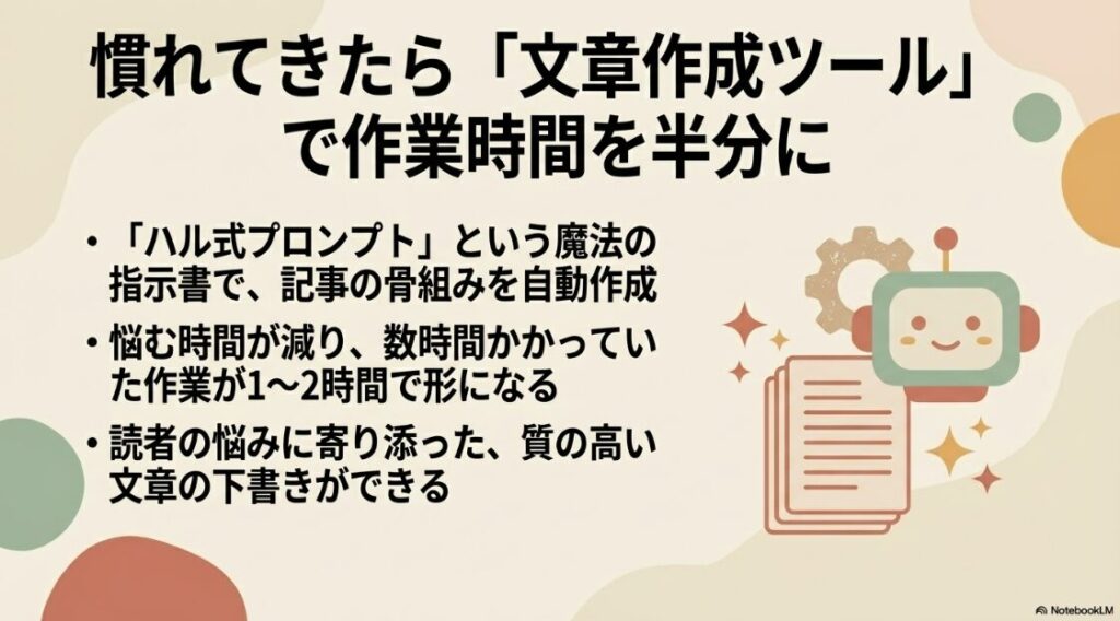 Webライター初心者の案件の探し方│る文章作成の時短 ハル式プロンプトを活用し、記事の骨組みを自動作成して作業時間を半分にする
