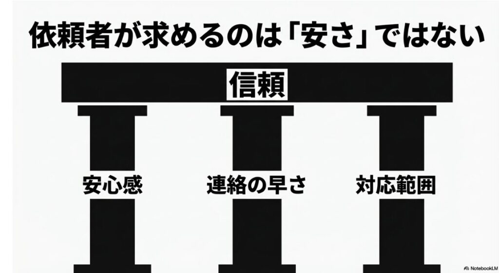 クラウドワークスの文字単価：依頼者が求めるのは安さではなく、信頼、安心感、連絡の早さ、対応範囲の広さです。