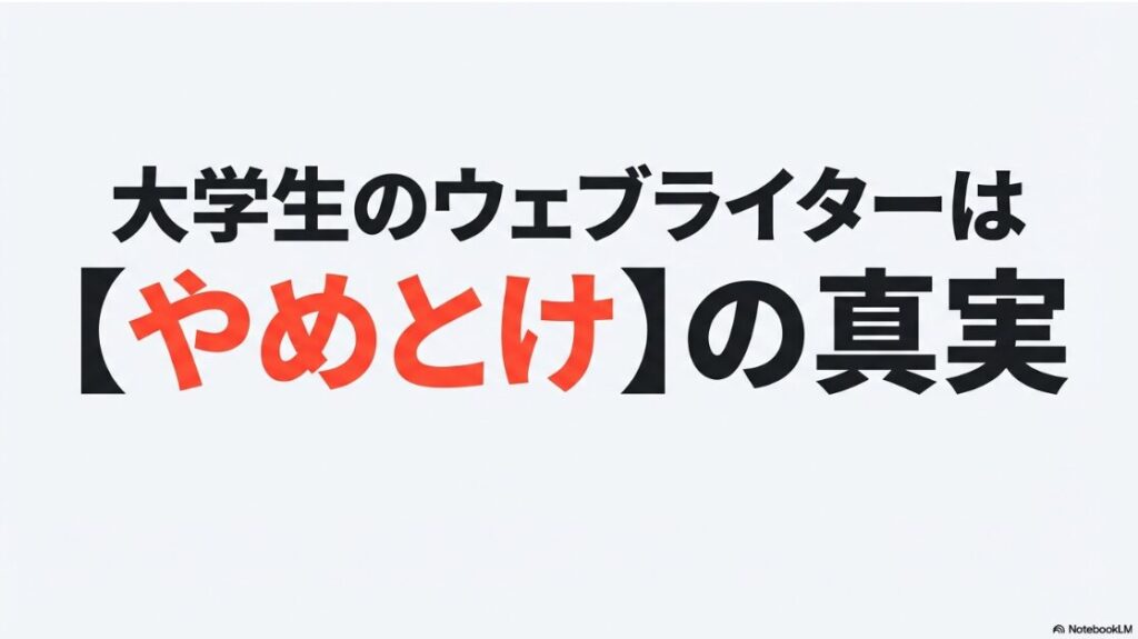 Webライターは大学生にはやめとけは本当？言われる真実についての解説スライド