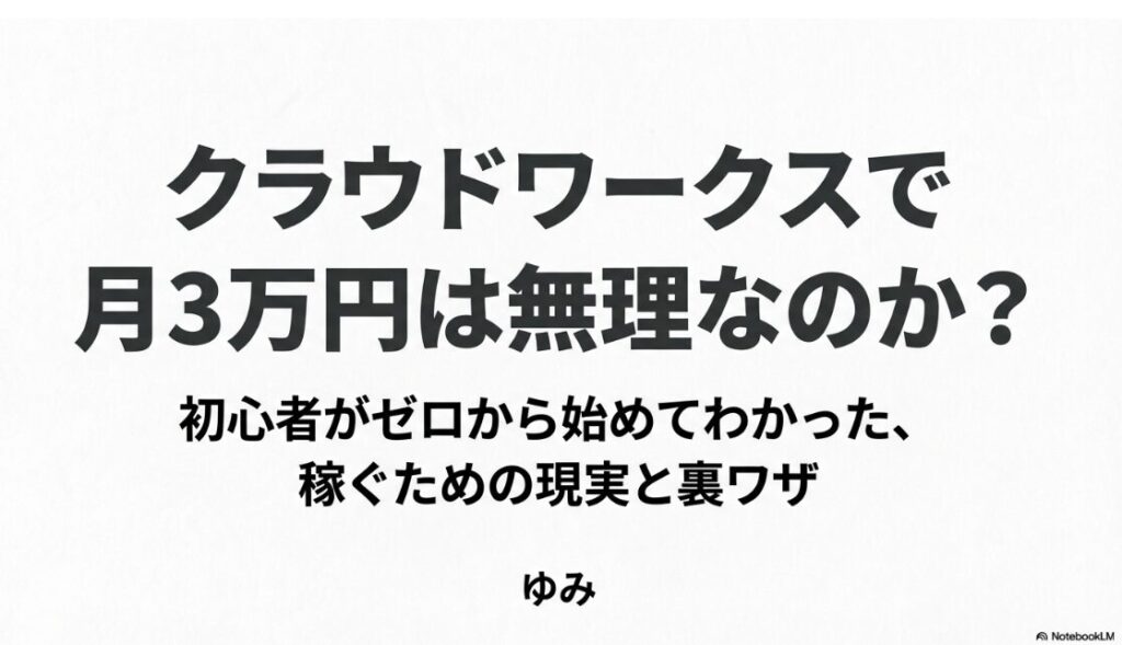 クラウドワークスは安すぎて月3万は無理？初心者がゼロから始めてわかった現実と裏ワザのタイトルスライド
