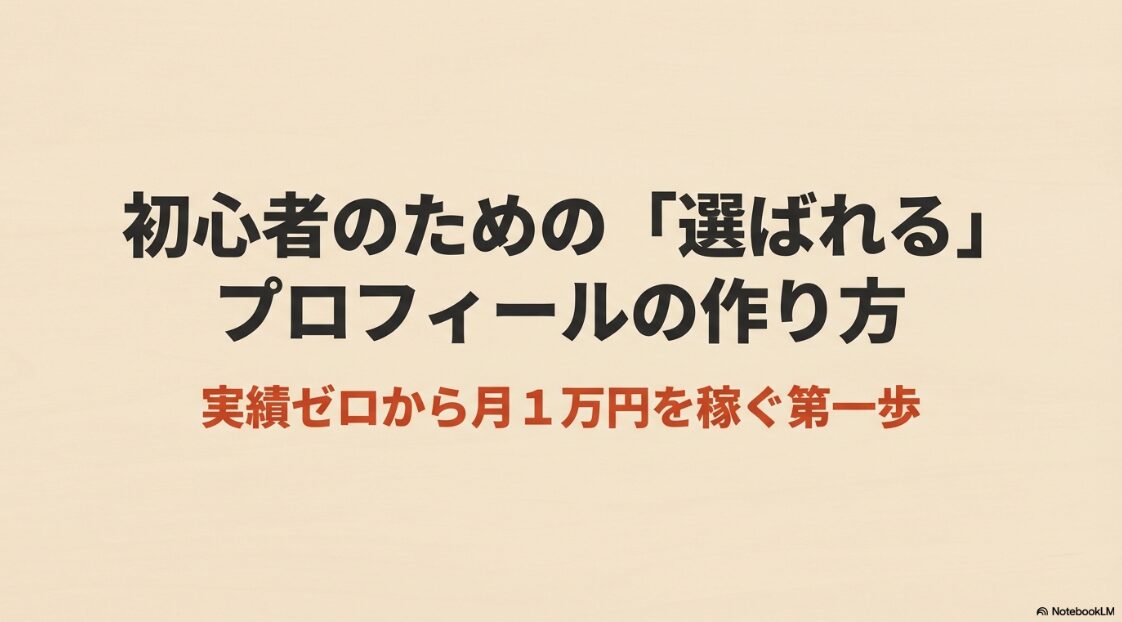 クラウドワークス初心者向け│プロフィールの書き方と写真のおすすめ:初心者のための選ばれるプロフィールの作り方。実績ゼロから月1万円を稼ぐ第一歩を解説するタイトル画像