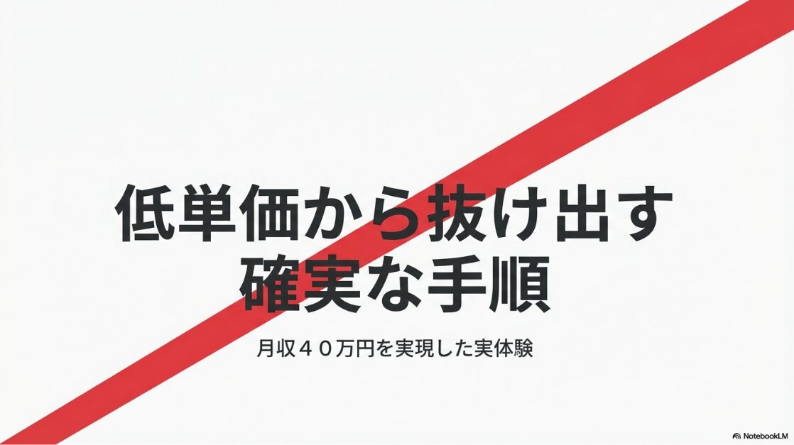 クラウドワークスの文字単価：月収40万円を実現した実体験をもとに、クラウドワークスで低単価から抜け出す確実な手順を解説します。