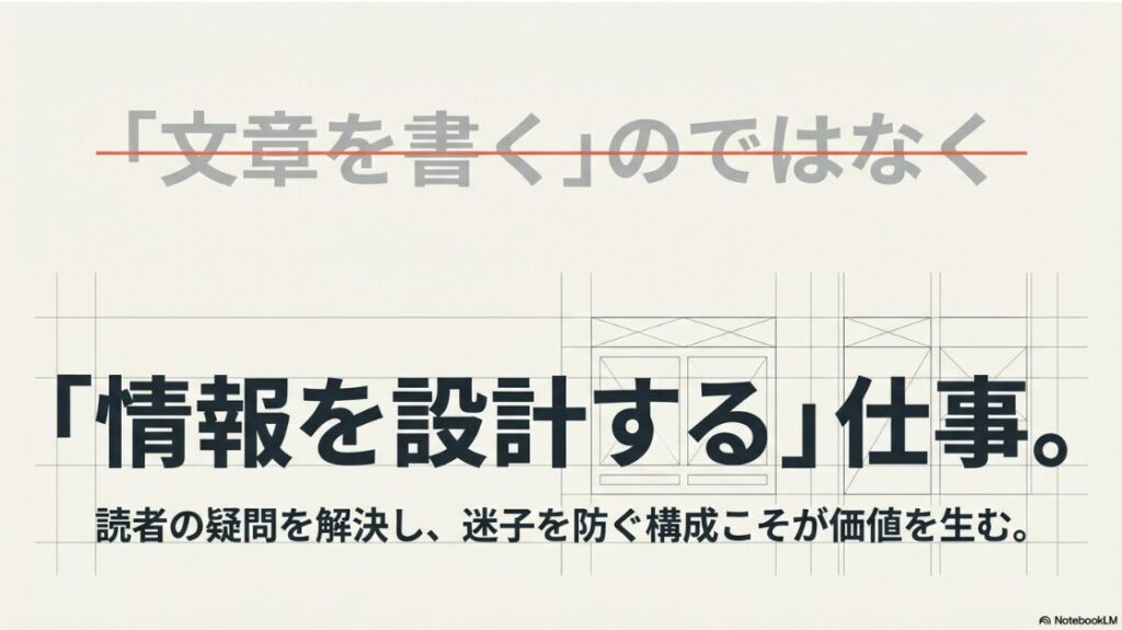 Webライターは儲からない?稼げない:情報を設計する仕事。読者の疑問を解決し、迷子を防ぐ構成こそが価値を生む