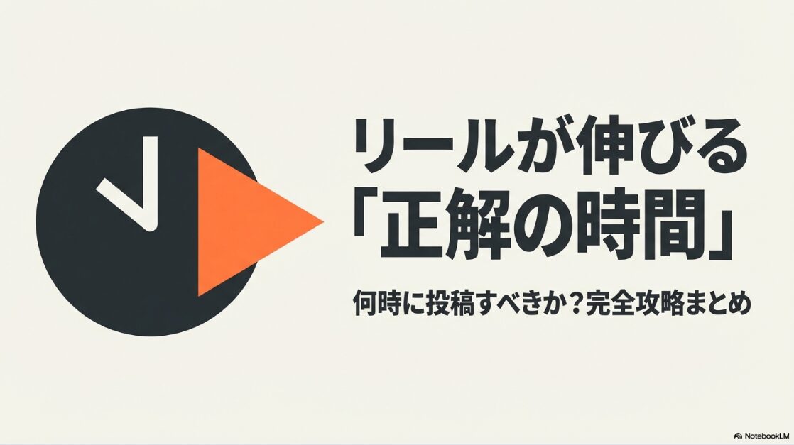 インスタのリールがバズる時間は？何時に投稿：インスタグラムのリールが伸びる正解の時間を解説した完全攻略まとめのスライド表紙