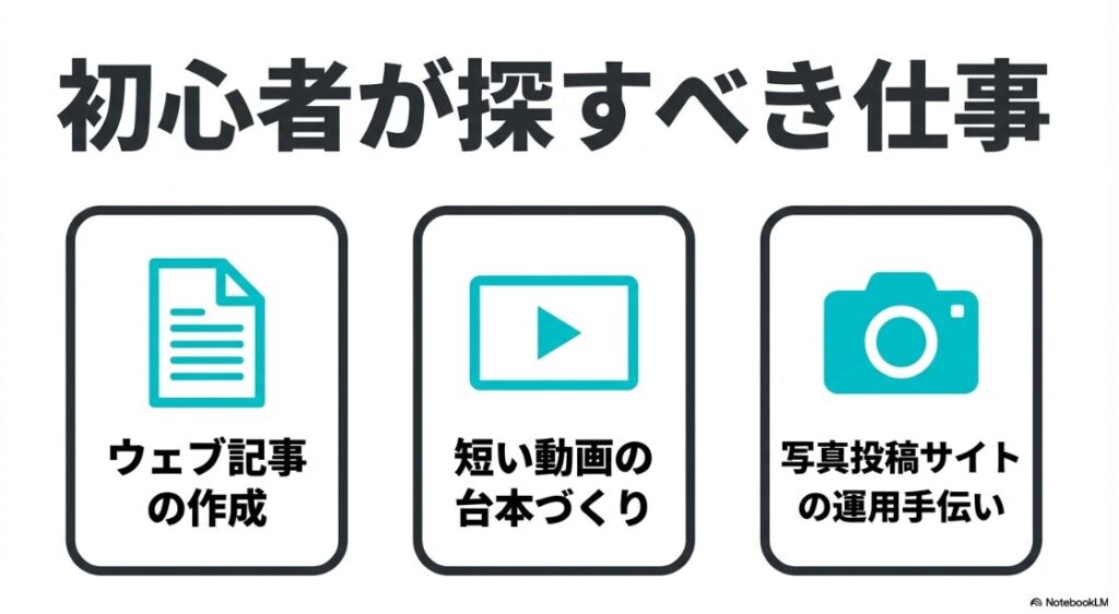 クラウドワークスでスマホのみの現実は？初心者が探すべき仕事（ウェブ記事の作成、短い動画の台本づくり、写真投稿サイトの運用手伝い）