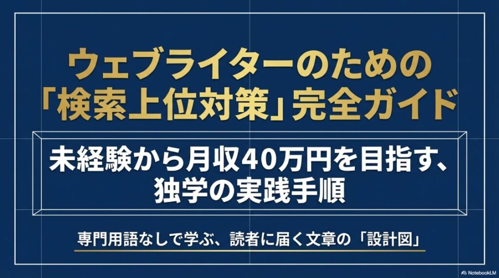 WebライターがSEOライティングを独学で学ぶ：Webライターのための「検索上位対策」完全ガイド。未経験から月収40万円を目指す独学の実践手順